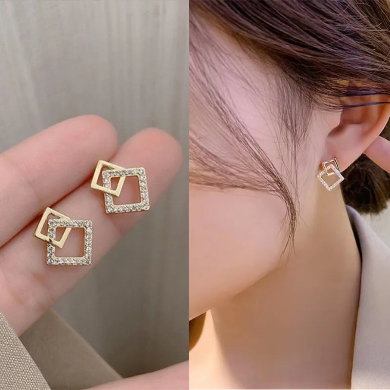 BOUCLE D'OREILLES DOUBLE GÉOMÉTRIQUE