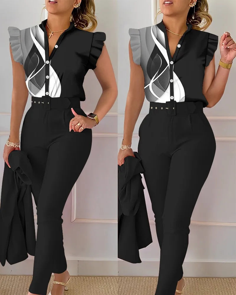 ENSEMBLE CHEMISE PANTALONS AVEC CEINTURE