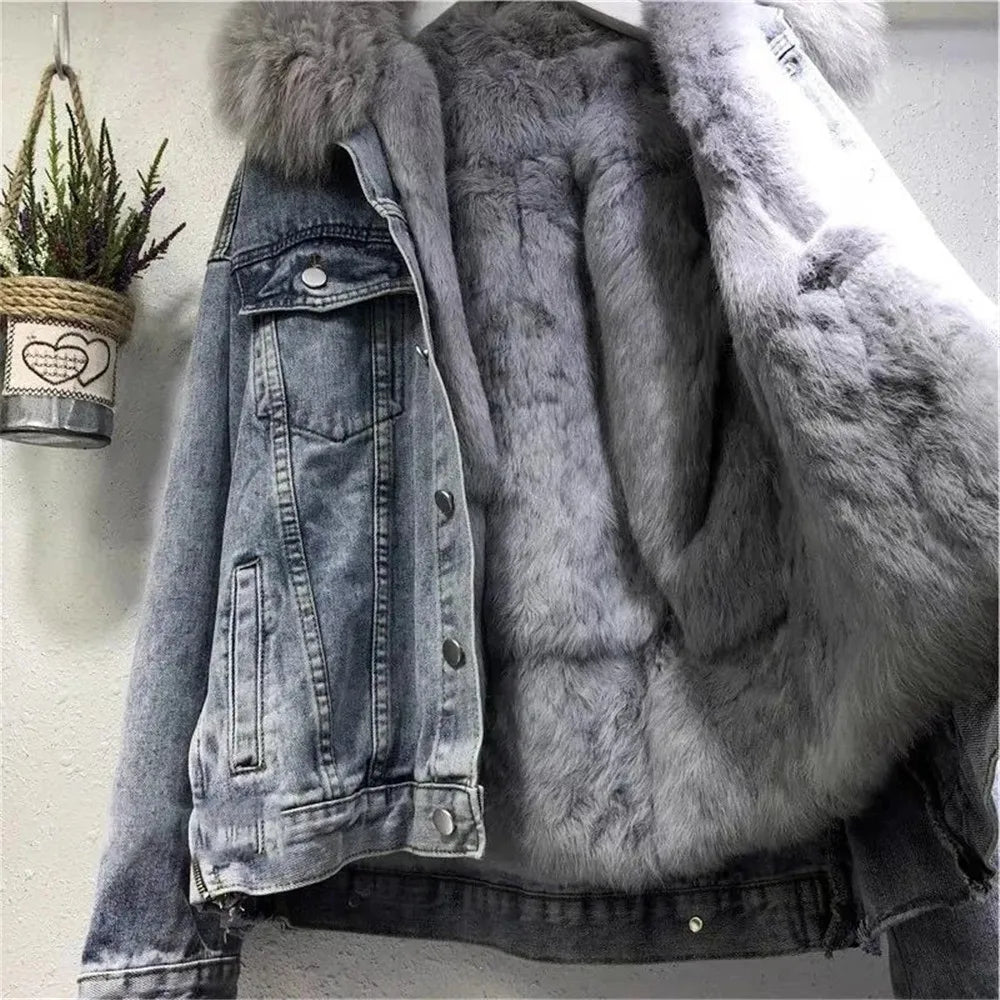 MANTEAU EN JEAN AVEC FOURRURE