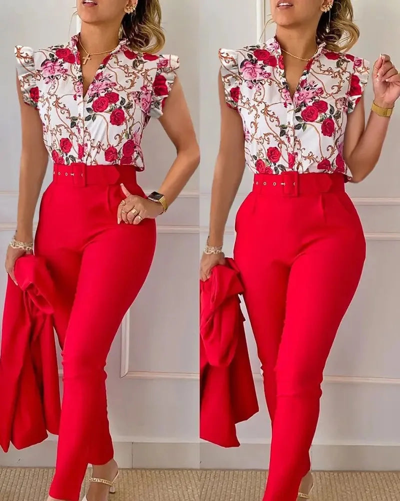 ENSEMBLE CHEMISE PANTALONS AVEC CEINTURE