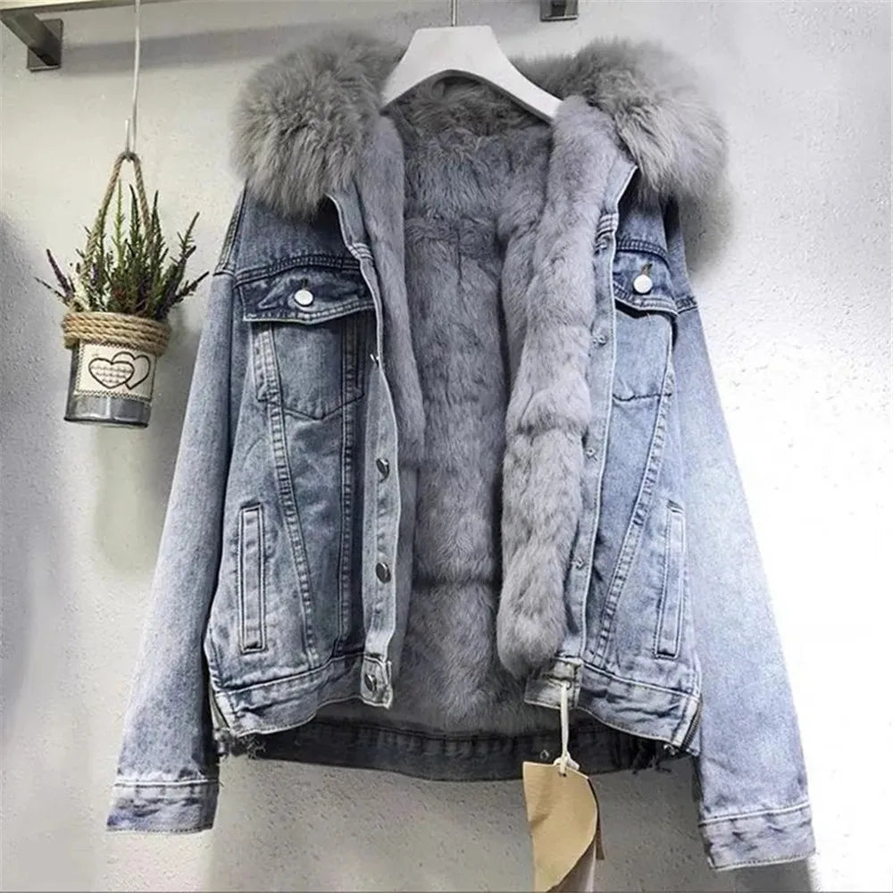 MANTEAU EN JEAN AVEC FOURRURE