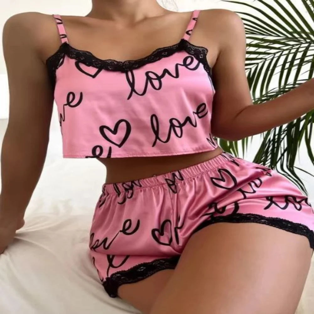 PYJAMAS LOVE DENTELLE ENSEMBLE DEUX PIÈCES