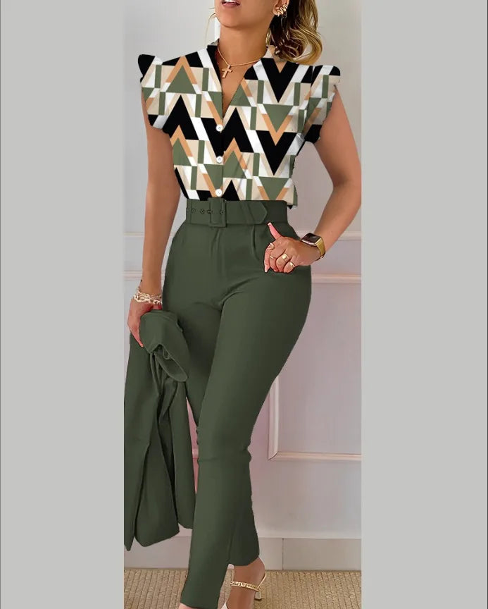 ENSEMBLE CHEMISE PANTALONS AVEC CEINTURE