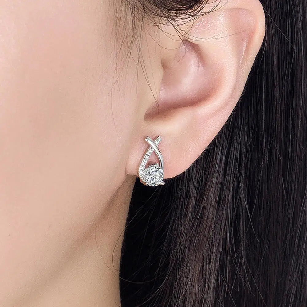 BOUCLES D'OREILLES FORME DE CROIX AVEC CRISTAL