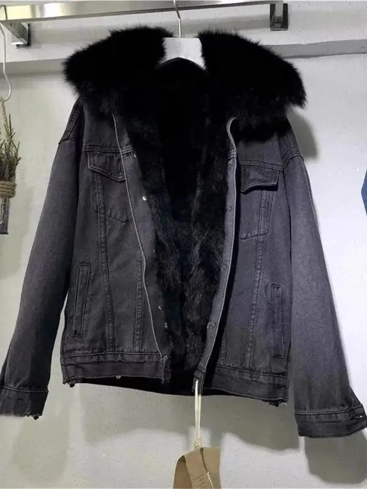 MANTEAU EN JEAN AVEC FOURRURE