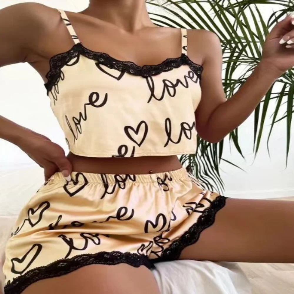 PYJAMAS LOVE DENTELLE ENSEMBLE DEUX PIÈCES