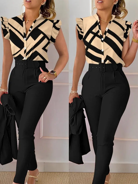 ENSEMBLE CHEMISE PANTALONS AVEC CEINTURE